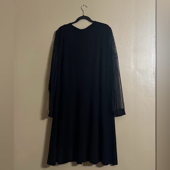 City Chic Midi Dress Sz 2X knit Long Sheer Lace Sleeves A-line Fit&Flare Fall - Picture 2 of 10